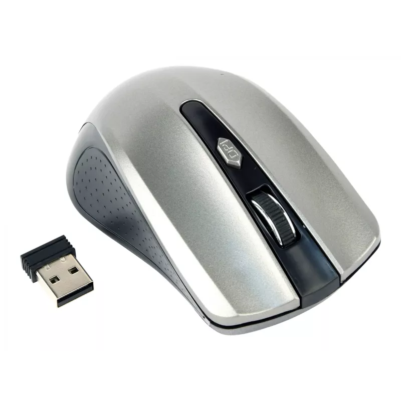 Ratón inalámbrico GEMBIRD MUSW-4B-04-BG — para diestros, óptico 1600 DPI, 4 botones, RF Wireless, negro/gris