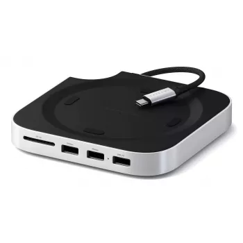 Dock/replicador de puertos para portátil Satechi ST-GNMMES — hub USB 3.2 Gen 2 Type-C con cable, USB-A y SD, plata