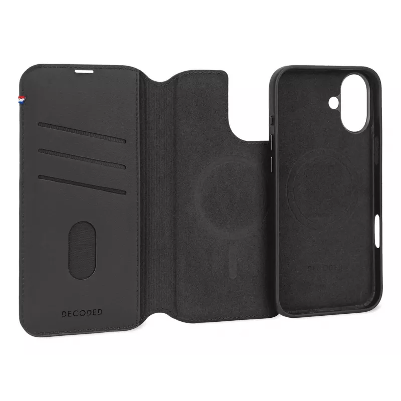 Funda de piel para iPhone 16, negra