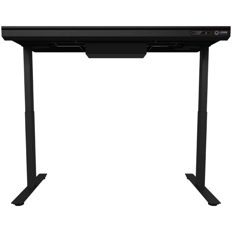 Escritorio gaming de altura ajustable con dos motores, función sentado/de pie, cargador inalámbrico, iluminación RGB, panel de control y puertos USB, tablero de vidrio templado, negro