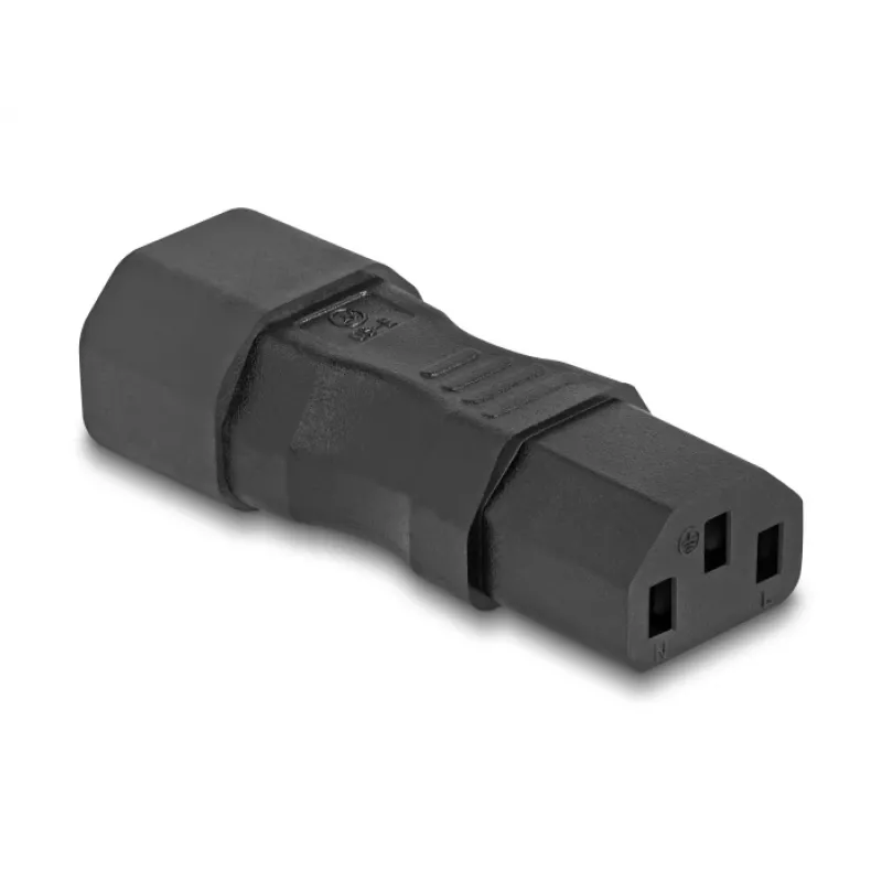 Adaptador de red DeLOCK IEC 60320 C14 a C13 conector macho y conector hembra 10A recto negro