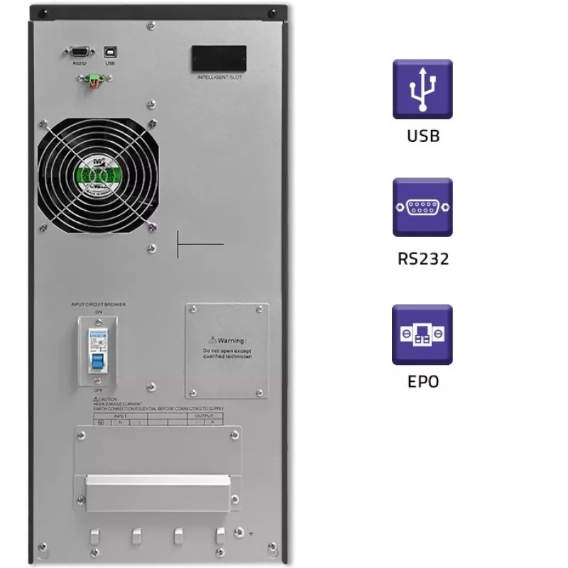 Qoltec 53982 SAI online de onda sinusoidal pura, 6 kVA / 4,8 kW, LCD, USB