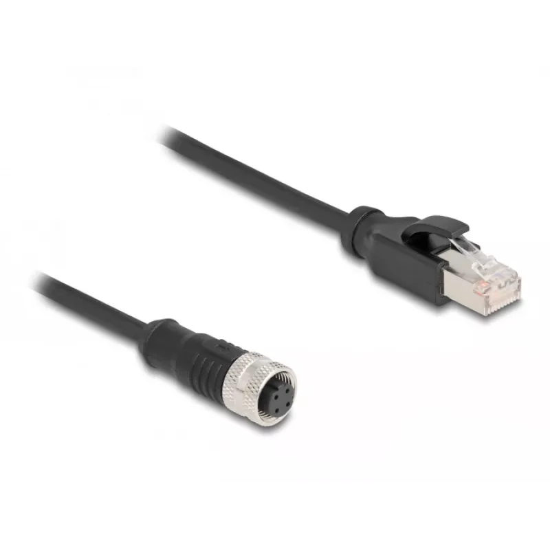 Cable adaptador M12 DeLOCK codificación D 4 polos hembra a RJ45 macho 50 cm