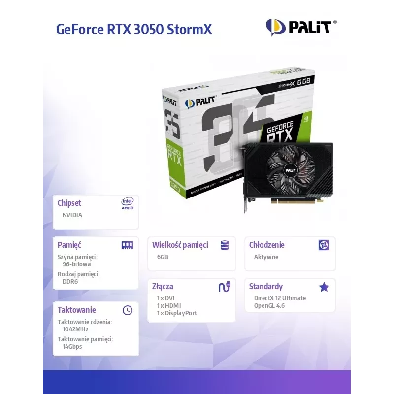 Tarjeta gráfica Palit GeForce RTX 3050 StormX 6GB GDDR6