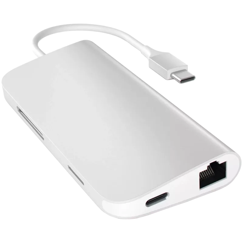 Adaptador multipuerto Satechi USB-C 8K con Ethernet V3 space grey (ST-P8KEM)