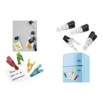 Soporte magnético WEDO Portanotas magnético GLOSSY pack de 4 negro/transparente con clip