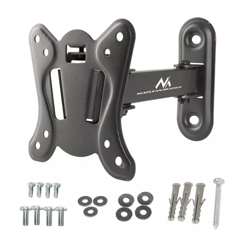 Maclean MC-416 Soporte de pared para TV y monitor 13-32 30 kg inclinable orientable máx. VESA 100x100 negro con acabado en polvo Soporte universal LED OLED LCD