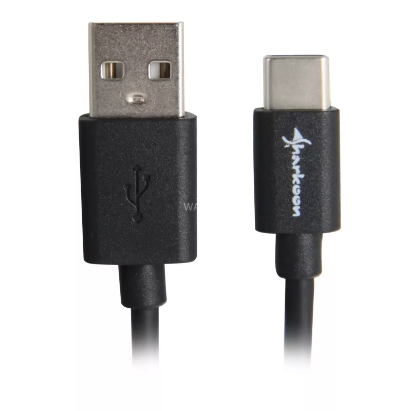 Adaptador de cable USB 2.0 A a USB-C Sharkoon 0,5 m, negro