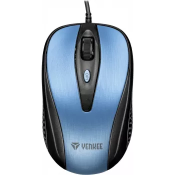 Ratón USB con cable, 4 botones, óptico, simétrico, azul