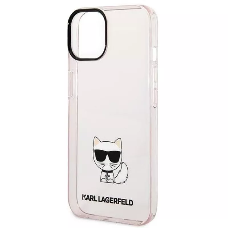 Karl Lagerfeld KLHCP14MCTRI iPhone 14 Plus / 15 Plus 6.7 Carcasa rígida rosa / rosa transparente Choupette Body