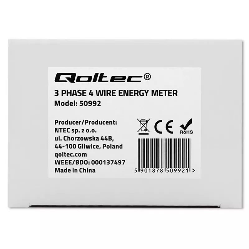 Contador electrónico trifásico QOLTEC 50992 400V 100A