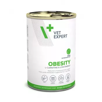 Comida húmeda para perros VETEXPERT Veterinary Diet Obesity para perros 400 g lata — ave, adulto, baja en grasa, alto contenido en humedad