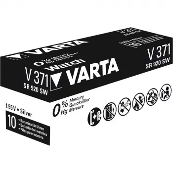 Varta 00371101111 pila de botón de óxido de plata 371, 30 mAh, plateada