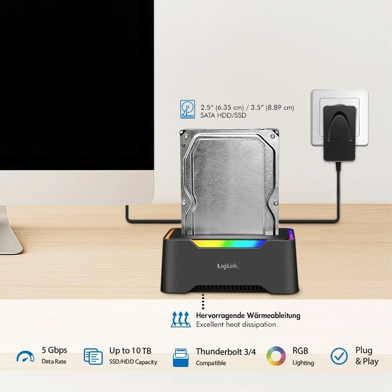 LogiLink Docking station para HDD LogiLink Quickport USB 3.2 1 puerto para 2,5/3,5 SATA (QP0035)