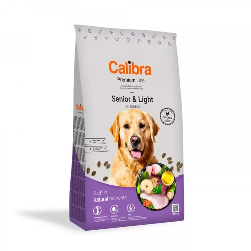 Comida seca para perros Calibra Premium Line Senior & Light pollo 12 kg — para seniors y control de peso