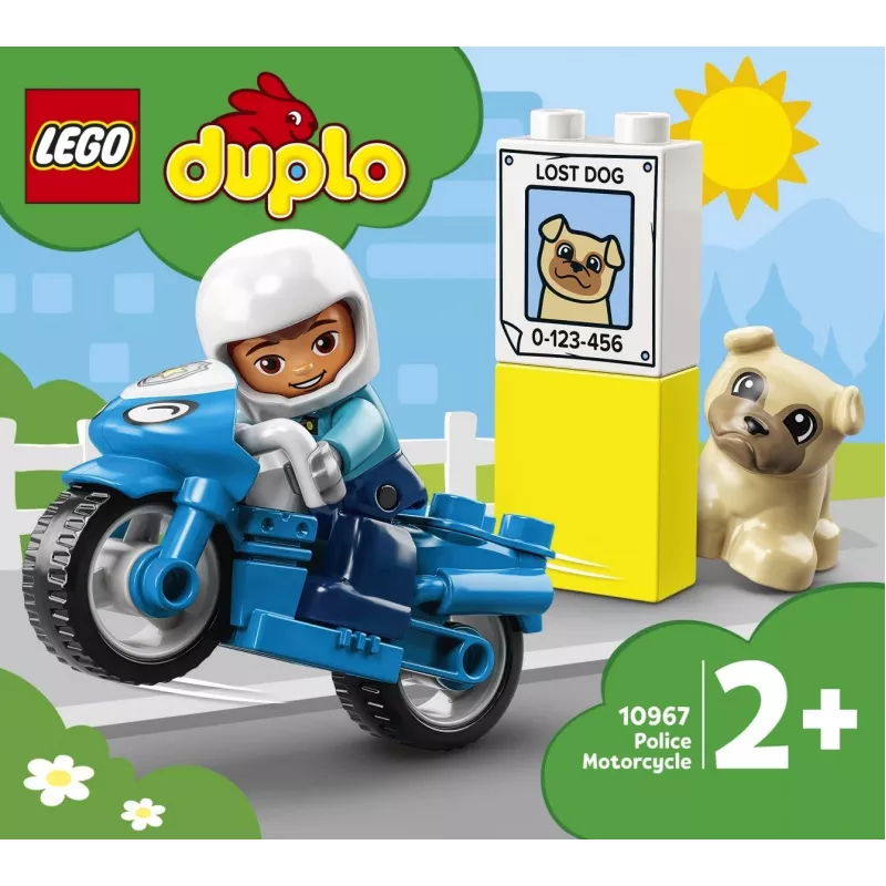 Set de moto de juguete LEGO Duplo Policía 10967 con ruedas móviles y figura de policía