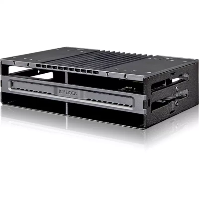 ICY DOCK - MB024SP-B - flexiDOCK marco de intercambio sin bandeja para 4x SSD/HDD SAS/SATA de 2,5 para bahía de 5,25
