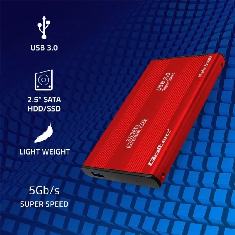 Carcasa para HDD/SSD QOLTEC 51860 para unidades SATA III de 2,5
