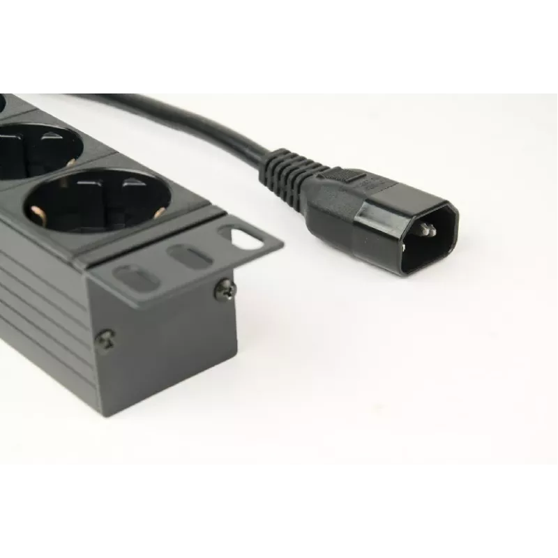 Unidad de distribución de energía GEMBIRD EG-PDU-014-C14, 8 salidas AC, entrada C14, cable de 3 m, 1U, 3680 W, 10 A, aluminio, negro