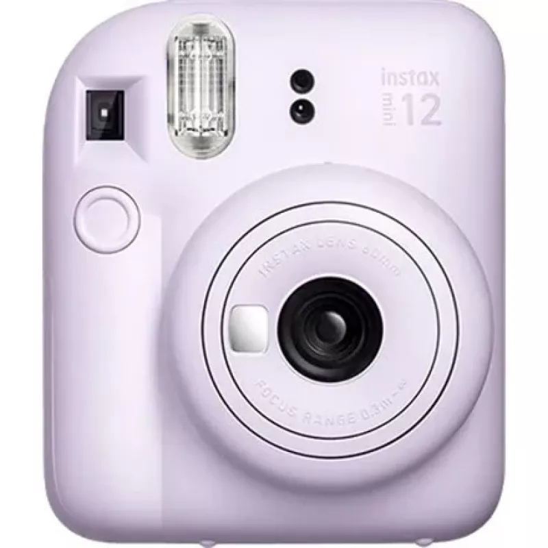 Cámara instantánea Fujifilm Instax Mini 12 Lila — imagen 86×54 mm, película 62×46 mm, distancia focal 60 mm