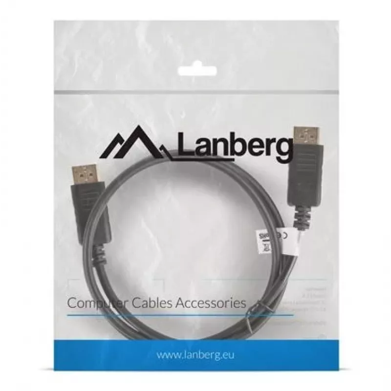 Cable DisplayPort Lanberg 19 pines V1.2 4K, 1M | CA-DPDP-10CC-0010-BK | DisplayPort a DisplayPort