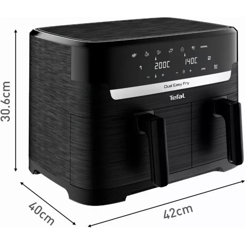 Freidora de aire Tefal Easy Fry EY901N Double 8,3 L Aparato independiente 2700 W Negra