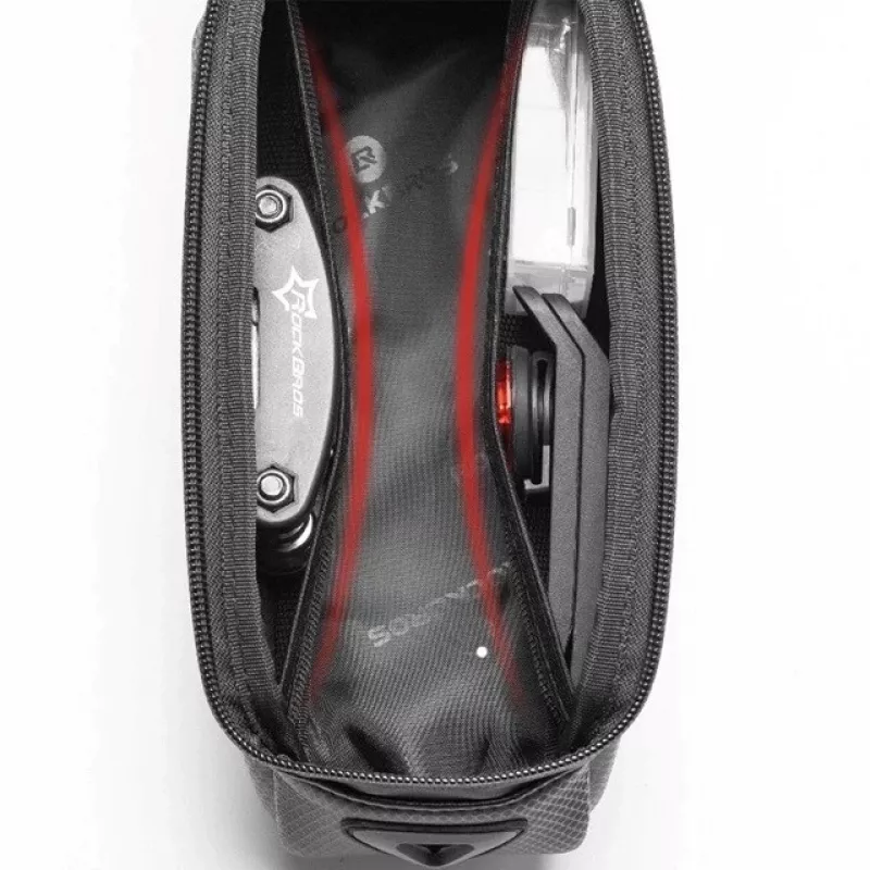 Rockbros B68-1 Bolsa de cuadro para bicicleta con bolsillo para móvil 1,7 l negra