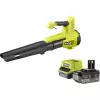 Soplador de hojas a batería ONE+ RY18BLB-140, 18 Volt, soplador de hojas Verde/Negro, batería de litio 4,0 Ah
