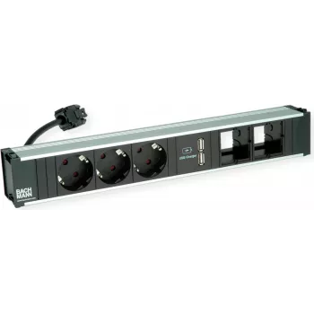 Regleta de enchufes Bachmann CONI con 3 tomas y 1 cargador USB, 0,2 m cable