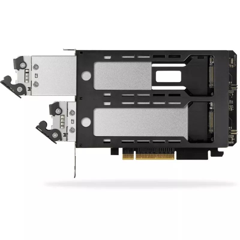 Rack de almacenamiento móvil RAIDSONIC ToughArmor MB842MP-B — 2 bahías extraíbles para M.2 NVMe, PCIe 4.0 x16