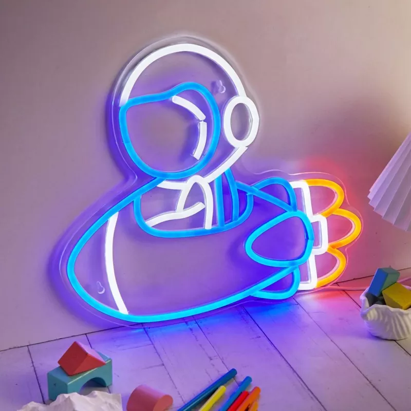Lámpara de neón decorativa MANTA SNL90MT Style Neon Lights — motivo astronauta en cohete