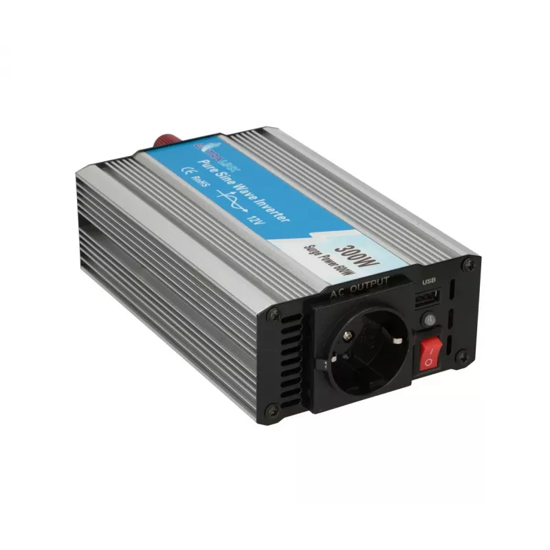 Convertidor de tensión Extralink OPIP-300W 12V 300W onda senoidal pura, carcasa de aluminio, refrigeración activa