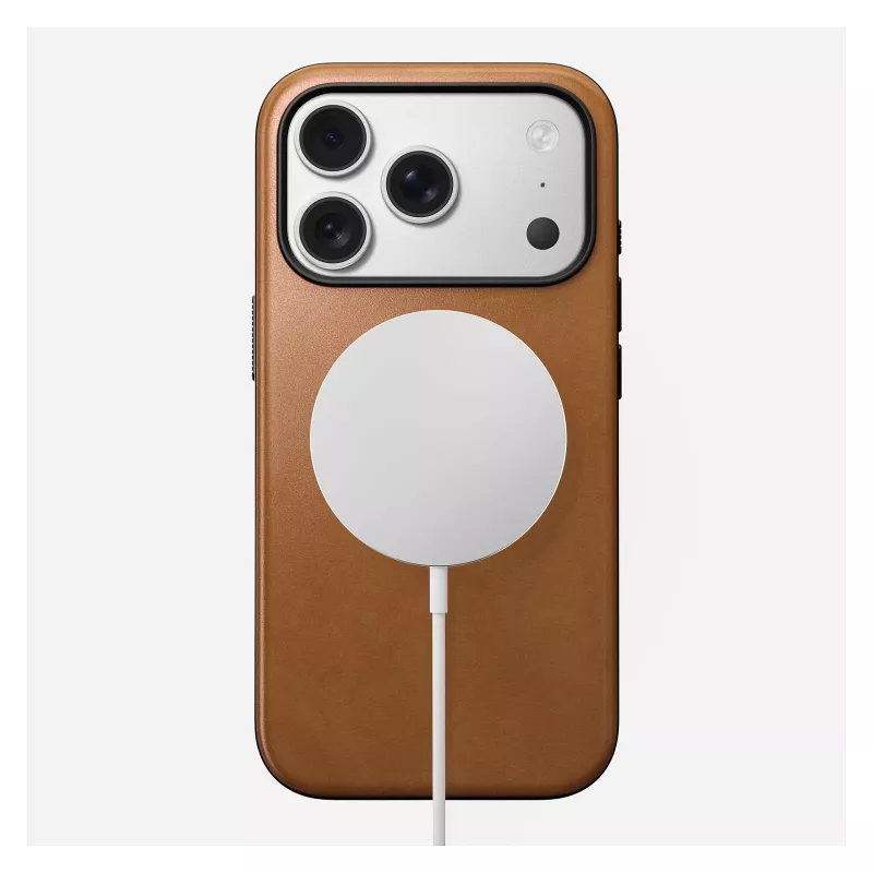 Funda para móvil Nomad Modern Leather Case para iPhone 17 Pro, 16 cm (6,3 pulgadas), tan, Cuero y PC/TPU