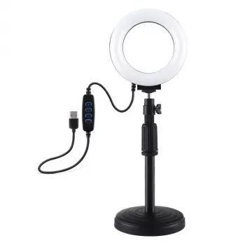 Lámpara LED anular Puluz con trípode ajustable PU391