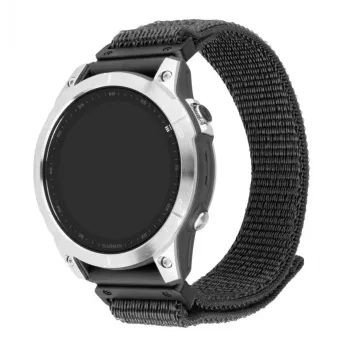 Correa deportiva de nailon FIXED QuickFit 22 mm para Garmin, gris oscuro, muñeca 160–210 mm