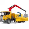 Camión de obra de juguete BRUDER Scania Super 560R con grúa y 2 palés