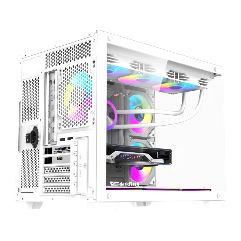 Caja de PC DarkFlash B275 PRO (blanca) con 6 ventiladores