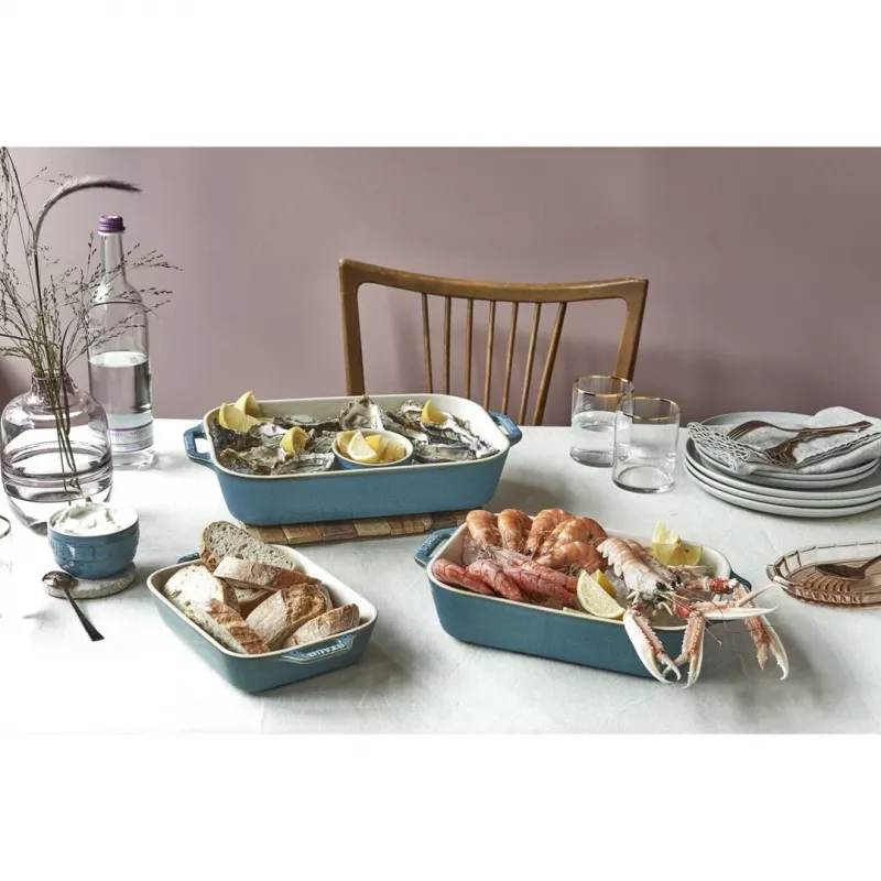 Staub 40508-172-0 set de fuentes de horno de cerámica rectangulares, 3 piezas, Antique Turquoise