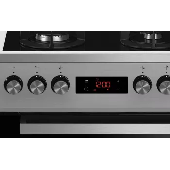 Cocina independiente gas-eléctrica BEKO FSMT55330DXDS, 5 fuegos, 60 cm, acero inoxidable, horno 60 L, clase energética A
