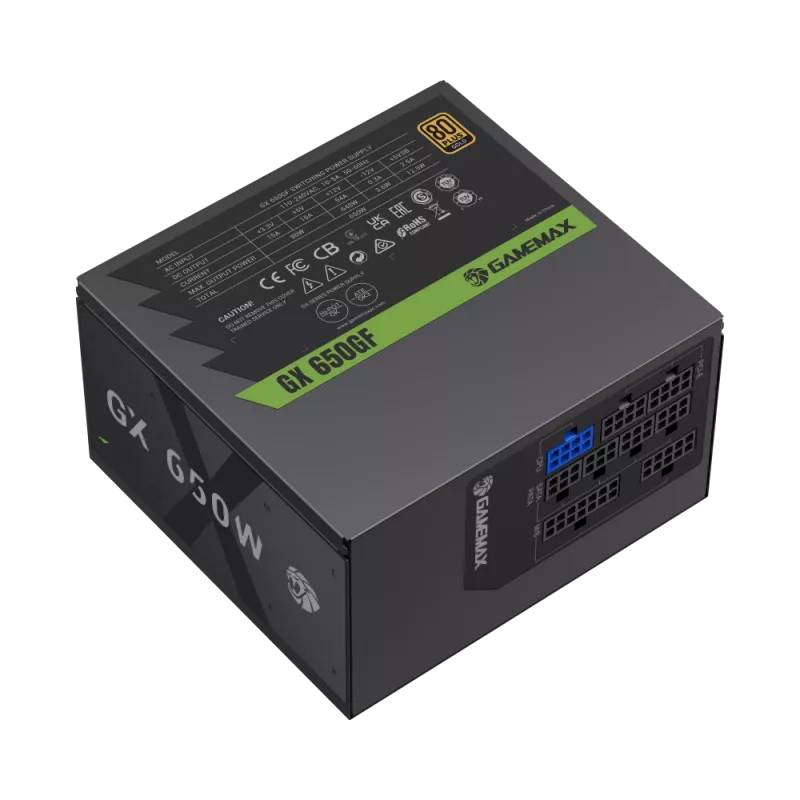 Gamemax fuente de alimentación, 80 PLUS, Gold | GX 650GF | 650 W