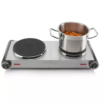 Tristar KP-6248 Placa doble de cocina, 2 zonas de cocción, mandos giratorios