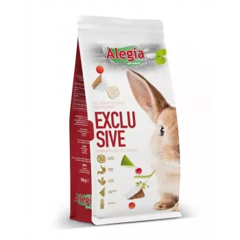 Pienso seco para conejos Alegia Exclusive 700 g — sabor a verduras, proteína 15,76 %, fibra 16,3 %