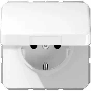 JUNG CD 1520 BF KI KL WW Toma de corriente SCHUKO con tapa abatible, 16 A 250 V, blanco alpino