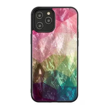 Funda protectora iKins para Apple iPhone 12 / 12 Pro — diseño de flores acuáticas, negro