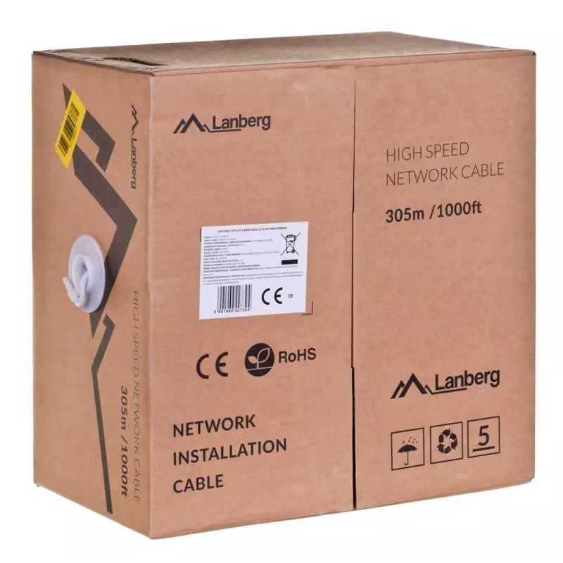 Cable de red Lanberg LCU6-12CU-0305-S 305 m Cat6 U/UTP (UTP) gris