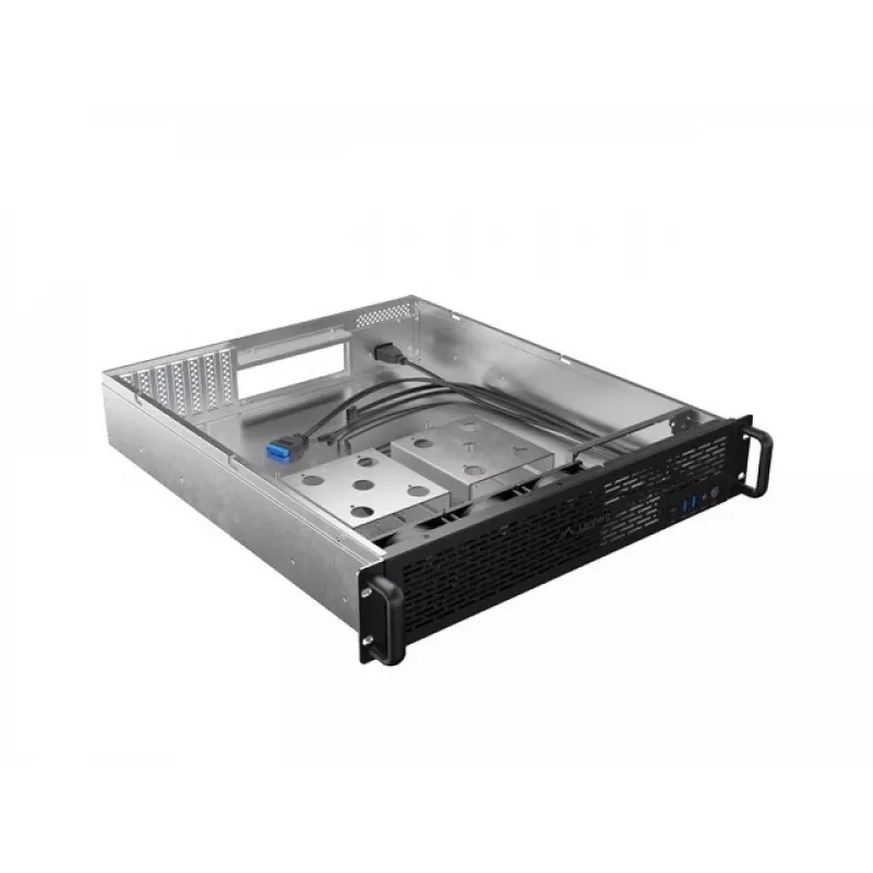 Caja rack Lanberg SC01-5202-12B 2U negra 3 ventiladores HDD+SSD