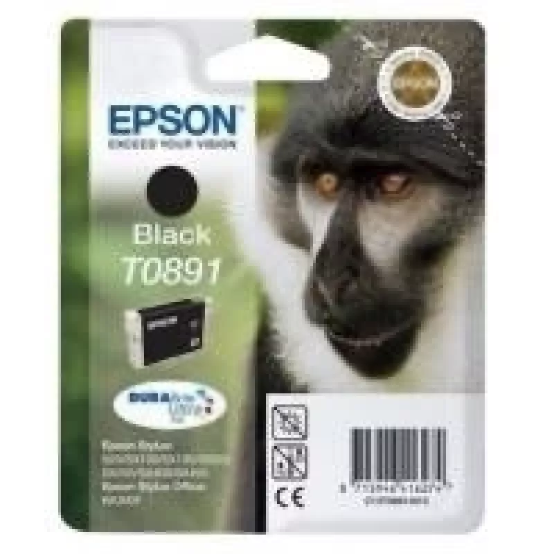 Epson Monkey monopatín negro T0891 tinta DURABrite Ultra, negro, tinta pigmentada