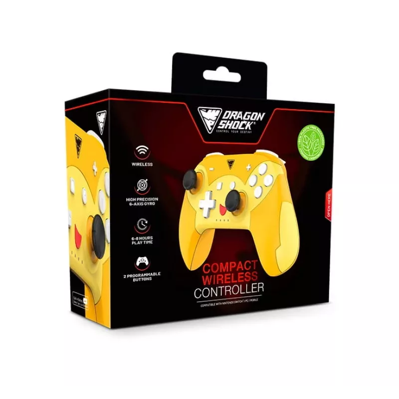 DragonShock PopTop Compact, mando, Nintendo Switch, botón Atrás, D-Pad, botón Home, botón Reset, inalámbrico, Bluetooth, USB Type-C