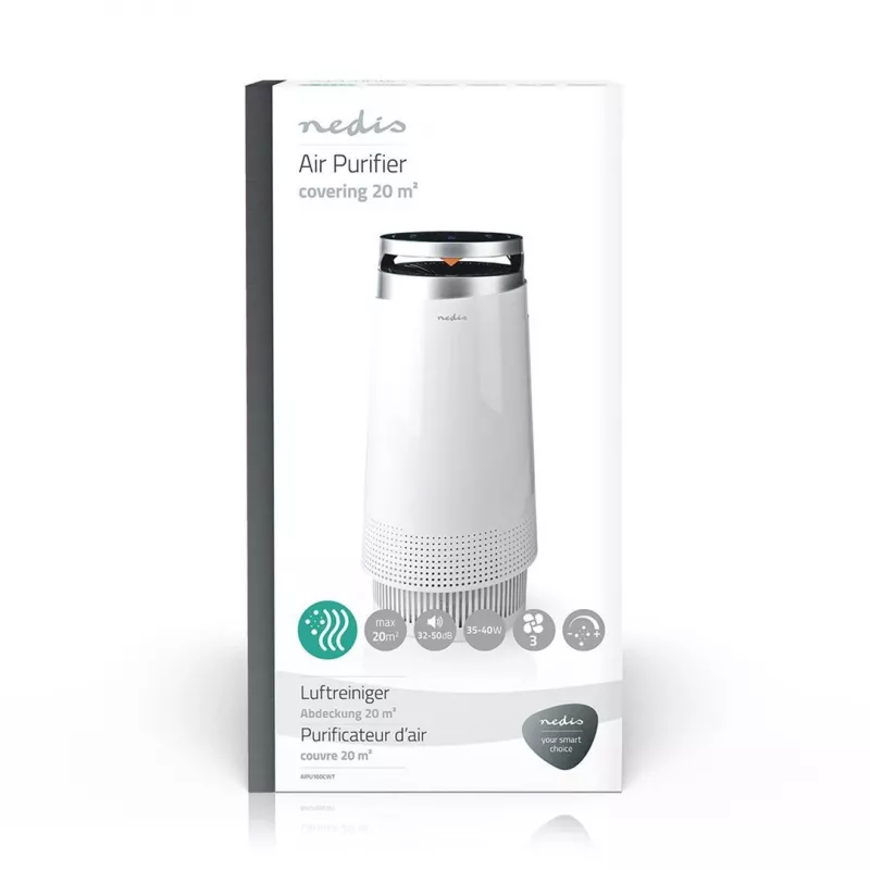 Purificador de aire Nedis AIPU100CWT 20 m² 50 dB 35 W Negro, Blanco