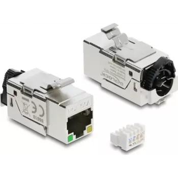 Módulo Keystone DELOCK 86610 — plano, acero inoxidable, RJ-45, 16,4×37,5×22 mm